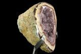 Druzy Amethyst Cluster With Banded Agate Rind - Metal Stand #83733-3